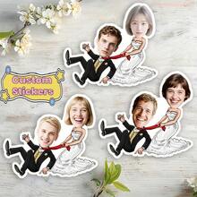 10/25/30/40/50pcs Customizable Groom & Bride Wedding Fun Stickers, Self-Adhesive Stickers, Suitable For Wedding Gifts, Wedding Decor, Holiday Decor, Wedding Party Favors Decor Stickers, Romantic Elegant Decor Stickers - Multicolor - View 3