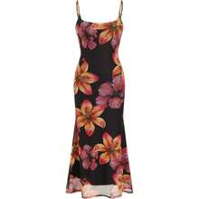 cider Women's Summer Floral Maxi Dress Spaghetti Strap Stretch Bodycon Mesh Beach Vacation Date Night Long Dresses Variant 1 - 黑色 - 查看 1