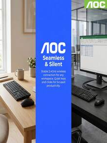 1 Set AOC KM300 Wireless Keyboard And Mouse Combo, Slim Design, Business/Home Office, Fashion Classic Set, Minimalist Keyboard And Mouse Set, Lightweight Portable Durable, Multi-Device Compatible - View 7