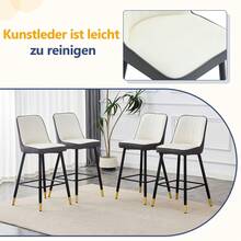 Set Of 2 Bar Stools / 100 Cm High. Stylish Bar Stools / Black PU Leather And Comfortable Footrest / Available In Several Colors / 120 Kg Load Capacity / For Restaurants, Bars And Living Rooms - 深灰色+白色+銀色 - 查看 5