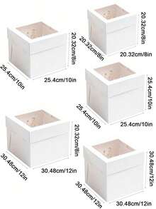 1/3個透明窗蛋糕盒，3種尺寸：8"/10"/12"，可重複使用烘焙外帶容器，白色大號紙板 - 彩色 - 查看 9