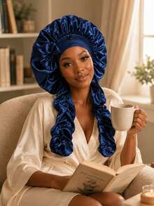 YPGVUO Women's Satin Long Tail Sleep Cap, Silk Hair Bonnet, Suitable For Curly Hair, Braids, Dreadlocks, Nighttime Hair Protection - Multicolor - View 11