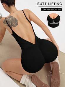 Slayform Mono deportivo de unicolor sin espalda - Negro - Ver 1