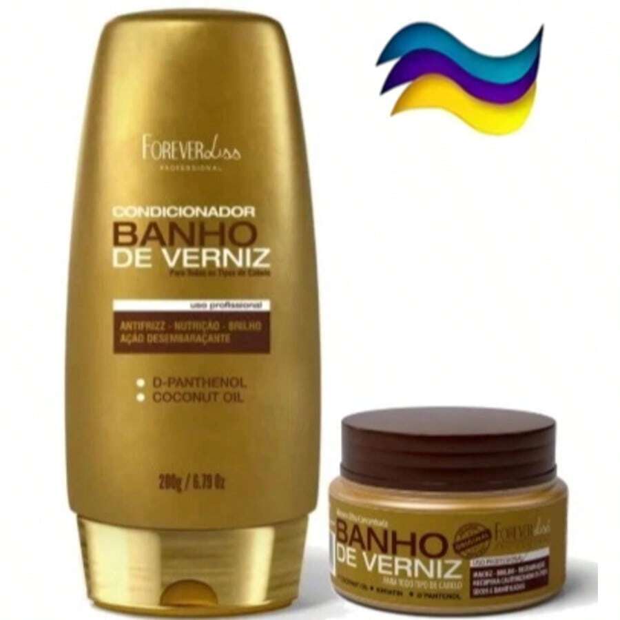 Kit Condicionador 200g + Mini Máscara 40g Banho de Verniz Forever Liss- Maciez e Brilho