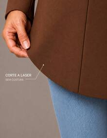 Plus Size Blazer, Luxury Women's Basic Suit, Autumn/Winter, Elegant Office Suit For Work, Tailored - Rust Brown - View 4