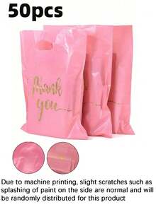 50pcs Pink Mailing Bags, Pink Parcel Bags With Handles And Thank You Text, Self-Sealing Waterproof Envelopes Shipping Bags, Suitable For Various Mailing And Packaging - One Size - View 9
