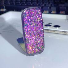 High-Shine Silver Purple Makeup Mirror Phone Stand Mini Foldable Phone Holder One-Piece Mirror Phone Stand Slouchy Desktop Support Bracket - Multicolor - View 16