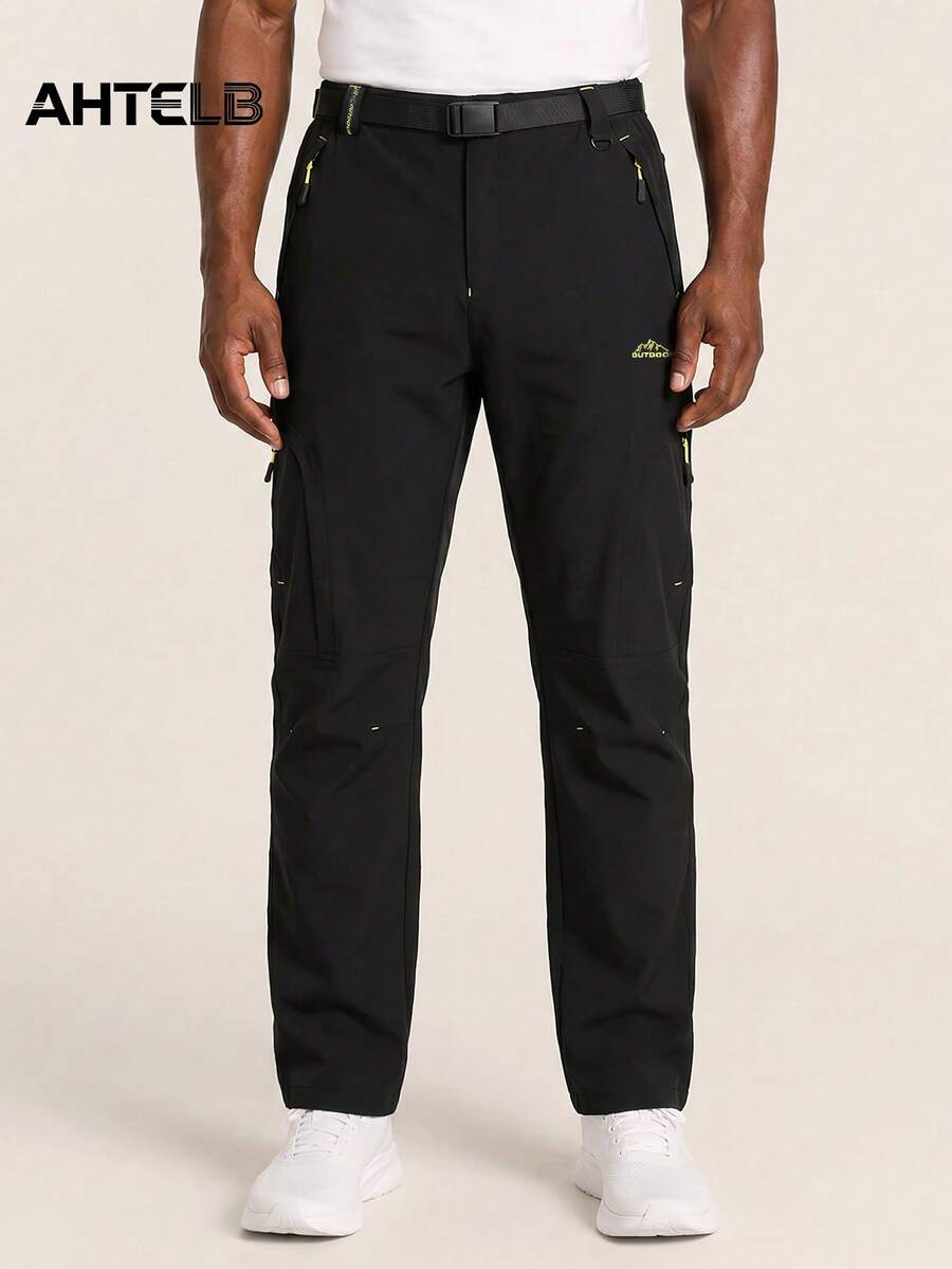 AHTELB Men's Summer Multi-Pocket Stretch Quick-Dry Hiking Pants, Pocket Black Sports - Black - View 1