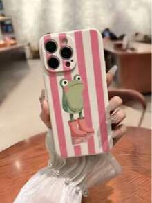 1件厚款防摔青蛙圖案手機殼，直邊條紋設計，相容 iPhone / Galaxy / / - 彩色 - 查看 3
