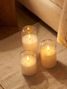 Flameless Candles, Realistic Flickering LED Flame, Real Wax Candles With Remote Control And Timer, Transparent Electronic Candles, 3-Pack (White) - White - View 7