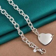 925 Silver Plated Heart Brand 18 Inch Pendant Necklace For Women Wedding Party Gift Fashion Jewelry - Silver - View 4