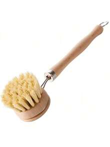 This Heavy-Duty Dish Brush Is Made Of Natural Wood And Palm Bristles, Suitable For Cleaning Pots, Pans And Sinks. This Durable Kitchen Brush Features A Bamboo Handle And Palm Bristles, Which Can Easily Remove Stubborn Stains. - Multicolor - View 4