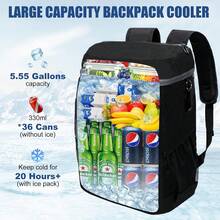 Backpack Cooler Insulated Leak Proof For Men Women 36 Cans Soft Cooler Backpack Insulated Waterproof Large Capacity Coolers Bag Portable For Lunch Camping Travel Picnic Hiking (Black) - 黑色 - 查看 2