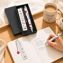 3-Piece "Thank You Teacher" Gift Set, Includes Apple Pendant Metal Bookmark, Matching Ballpoint Pen And Gift Box, Suitable For Male And Female Teachers As Appreciation Gift, Applicable For Back To School, End Of School Year And Reading/Writing Themed Gifts - "Thank You Teacher" Gift Set - View 5