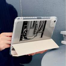 1pc Vintage Racing Pattern Tablet Protective Case 3+Y Folding Multi-Angle Magnetic Stand Tablet Case With Pen Slot And Auto Sleep/Wake Function Compatible With IPad Pro/Air, Pad 5/6/21, Pad, MatePad, Honor Pad - Multicolor - View 6