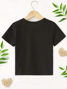 Camiseta moderna y elegante para niño con estampado de pollito de llama "la-la-la-lava". - Negro - Ver 3