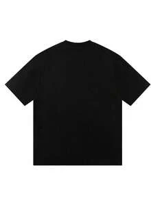 Weiches, bedrucktes T-Shirt aus reiner Baumwolle für Damen, lässiges Sommer-Basic-Top, atmungsaktiv, Rundhalsausschnitt, Kurzarm, Schwarz/Weiß - Schwarz - Übersicht 2