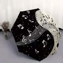 1pc Tai Chi Musical Note Automatic Folding Umbrella: Portable 8-Rib Design For Outdoor Travel, Perfect For Casual Outings, An Excellent Gift For Friends And Family On Christmas Or Birthdays - Multicolor - View 3