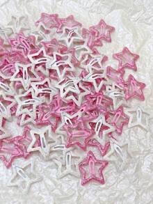 10 piezas de pinzas para el cabello con estrellas brillantes de colores, accesorios para el cabello luminosos, pinzas para el flequillo, pinzas para el cabello fluorescentes, conjunto de accesorios para el cabello divertidos para conciertos - Rosa+blanco - Ver 10