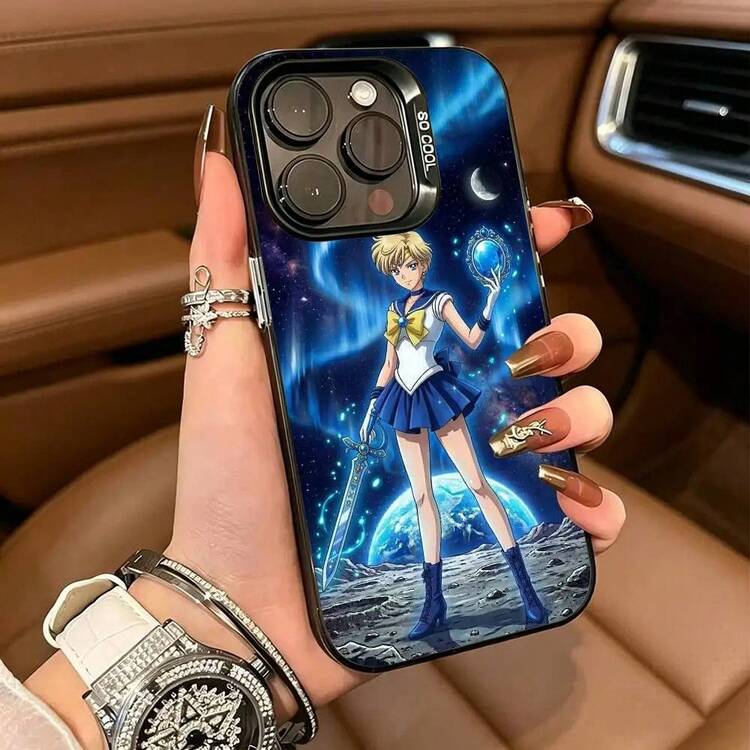 Sailor Uranus Mobile Phone Case With Embossed Transparent Design, Suitable For IPhone 17 16 15 14 13 12 11 Pro Max XS 17 Air, Colorful Silicone With Silver Edge, Drop-Proof Protective Case. - Z7 - View 11