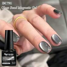 Mtssii 1pc 7ml Water Light Crystal Cat Eye Gel Nail Polish, Glass Beads Effect Cat Magnetic Semi Permanent Soak Off UV Gel Varnish For Summer Nails, Manicure Nail Art DIY For Home And Salon Nail Supplies - Grey - View 7
