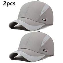 2pcs Men's Summer Outdoor Casual Quick-Dry Sun Protection Baseball Caps - 2 Light Gray Tops - View 16