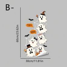 2/1pc Halloween Static Window Cling Set, Removable & Reusable Vinyl Glass Stickers, Cute Cartoon Ghost Bat Spider Web Boo Trick Letter Waterproof Window Decals, Bedroom Glass Door Shop Window Halloween Party Decoration - Multicolor - View 14