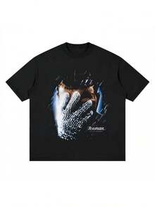 Camiseta con diseño de Iceman| Camiseta con Guantes de Pedrería Estilo Cyber Grunge Y2K - Negro - Ver 1