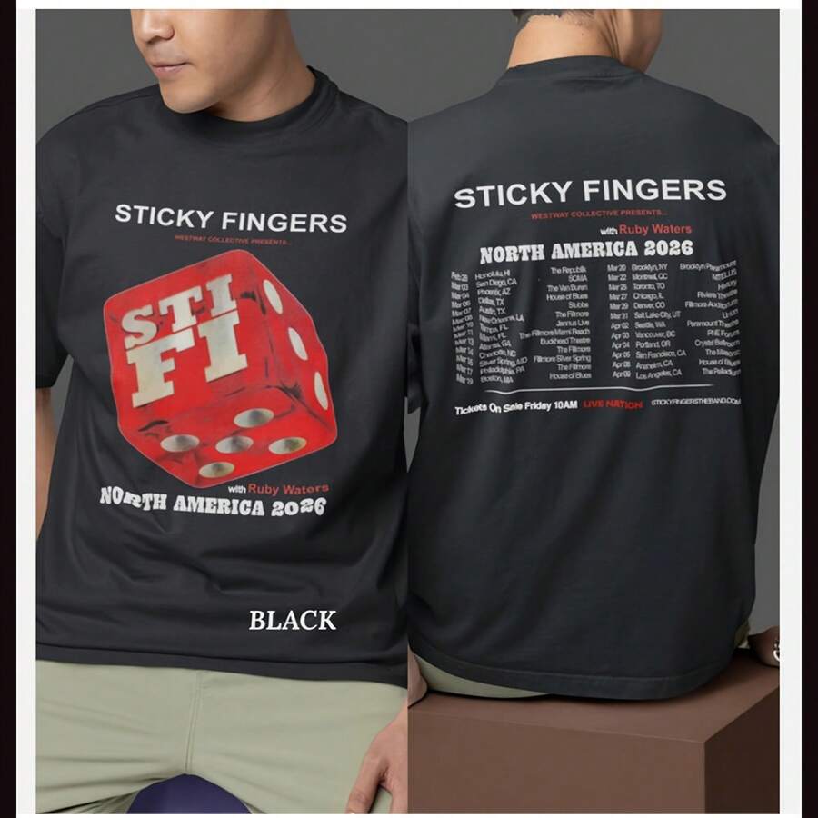 Sticky Fingers 2026 Tour Dates2 Double2 Side2d T-Shirt - Black - View 1