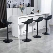 Adjustable Swivel Stool Set Of 2 / Modern Style Bar Stools / Plastic Backrest & Faux Leather Seat / Gas Spring Height Adjustment / Suitable For Kitchen Islands Or Dining Rooms - Black - View 9