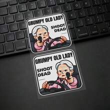Stiker Mobil Pasangan Tua yang Pemarah, Terbuat dari Bahan PVC, Tahan Air. (Cocok untuk Laptop, Botol Minum, Kotak Perkakas, Skateboard, Casing Ponsel, dan Sepeda Motor) - A - View 3