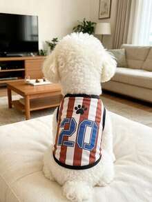 Dog Football Pet Vest, Mesh Breathable, Dog Paw Number - Multicolor - View 1