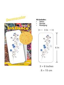 1 Kit "Blue Wildflower Bouquet" Temporary Tattoos, Floral Fake Tattoos, Waterproof, Authentic Tattoo Look, Colorful, Easy To Apply And Remove CSD080 - Multicolor - View 3