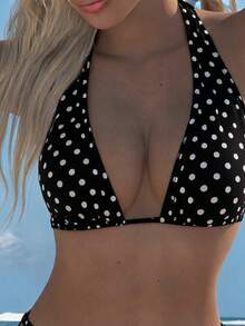 European And American Fashion Backless Bikini 2 Pieces Set Pink Gradient Colorful Print Swimsuit Summer Beach Essential - Black and White - View 3