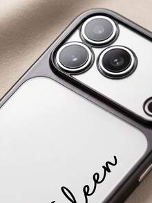 個性化客製化手機殼，相容 iPhone 17 16 15 14 13 12 Pro Max，奢華電鍍硬塑膠透明磨砂相機保護殼，17 Pro Max 聖誕禮物 - 黑色 - 查看 5