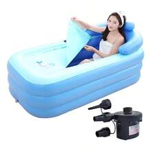 Bañera Inflable para Adultos | Tina Plegable Tipo Spa con Motor - Azul - Ver 1