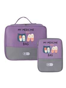 Portable "My Medicine Bag" Pill Pattern Medical Pouch, Compact First Aid Kit, Convenient Medical Storage Bag For Travel & Home Use, Small Medicine Bag, Emergency Pack, Multiple Colors Available, Essential Medical Accessory For Health-Conscious People, Daily Health Management Organizer - Multicolor - View 30