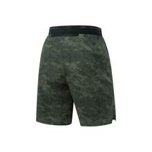 Pantalones cortos de running LI-NING para hombre, elásticos y de secado rápido, ligeros y transpirables para entrenamiento al aire libre (AKSW121) - Estampado integral en gris y verde militar - Ver 2