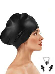Unisex Oversized Swim Cap, Ponytail Design, Suitable For Long And Thick Curly Hair, Dreadlocks, Braids, Afro Hair, Silicone Material, Keeps Hair Dry, Beach Essential, Beach Accessory, Pool Float - Multicolor - View 25