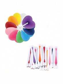1/3/9/15/30pcs/Set, Elegant Heart-Shaped Folding Fan Set, Folding Fan With Gift Bag And Thank You Card Set, Thank You Card, Bridal Handheld Folding Fan, Bachelorette Party Wedding Bridal Shower Decoration, Bridesmaid Handheld Folding Fan, Heart-Shaped Folding Fan, Blank Paper Hand Fan With Plastic Handle, Stage Prop, DIY Painting, Birthday Wedding Party Decoration, Wedding Gift Set, Romantic Decoration, Multi-Piece Party Gift Pack - Multicolor - View 10
