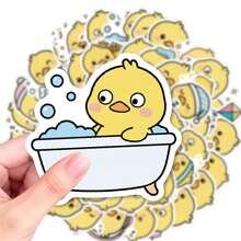 50pcs Yellow Duck Cartoon Stickers, Waterproof Vinyl Stickers, Suitable For Water Bottles, Laptops, Phone Cases, Journals, Scrapbooks - A - View 2