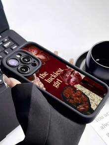 1 buah Casing Ponsel TPU Tahan Guncangan Minimalis Hitam Vintage Motif Bibir Merah Mawar, Kompatibel dengan Apple 17 16 15 14 13 12 11 Pro Max Air dan Seri Lainnya - MultiWarna - View 3