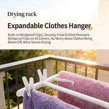 6pcs/Set, 42cm*24cm*9cm/16.54in*9.45in*3.54in, Expandable Non-Slip Clothes Drying Rack, Multi-Functional Hanging Rack, Suitable For Home Balcony Drying Blankets, Bed Sheets And Bath Towels. - White - View 5