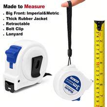 1件 3M/10FT、5M/16FT、7.5M/25FT、10M/33FT 雙刻度可伸縮鋼捲尺，自動鎖定重型量尺，適用於木工、DIY、建築與居家使用 - A - 查看 3