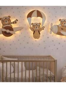 Decorative Kit Featuring A Beige Illuminated Aviator Teddy Bear. - 米色泰迪熊 - 查看 5