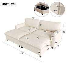 Modular Cloud Sectional Sofa, Beige 3 Seat With Storage Footstool - Beige 4 Seat - View 10