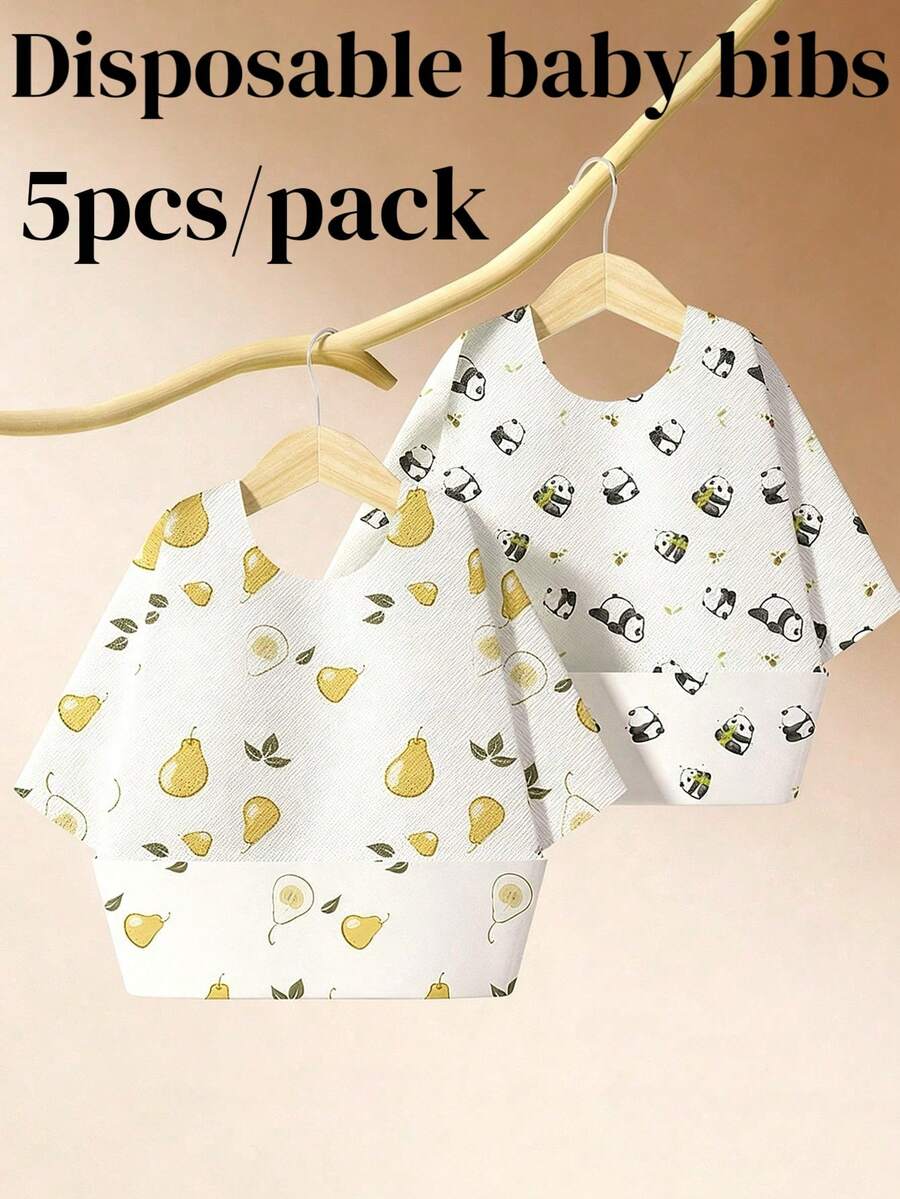 Baby Disposable Bib Apron, Children's Feeding Apron, Infant Complementary Food Bib, Anti-Stain Reverse Wear Apron For Autumn/Winter - Multicolor - View 1