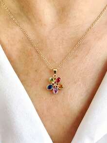 1pc Multi-Layer Dopamine Bead Necklace, Colorful Alloy Heart Pendant Choker Necklace For Women - Multicolor - View 6