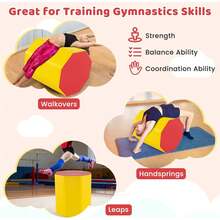 24.5" X 26" Octagon Gymnastics Mat, Skill Shape Tumbling Mat W/Waterproof Zippered Cover & Thick Filling, Somersault Backbend Trainer For Cheerleading & Martial Arts - Yellow - View 3