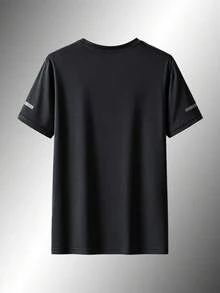 1 Piece Men's Summer Athletic T-Shirt, Outdoor Running Workout Short Sleeve, Lightweight Training Top Sports - Black - View 5